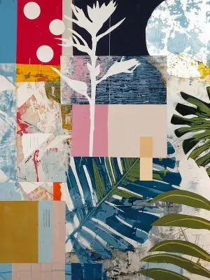 KIT 2 QUADROS DECORATIVOS - Colagem Colors Abstrata